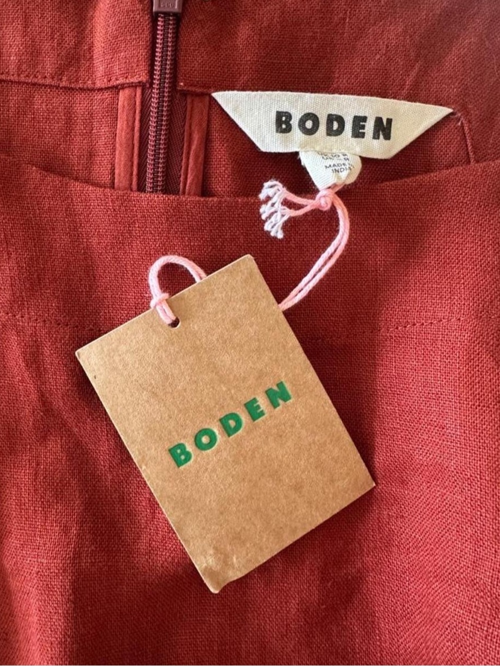 Boden 100% Linen Belted Maxi Dress Rust Terracotta Pockets NWT US 6 Minimalist - Picture 5 of 8